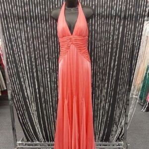 XOXO Vibrant Coral  Satin Backless Dress